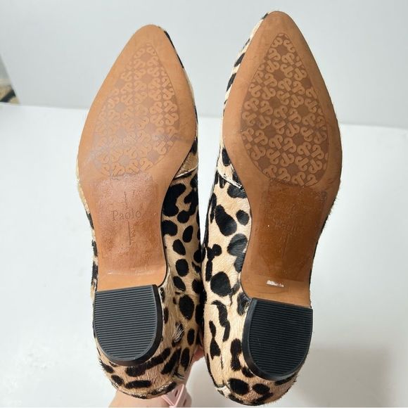 Linea Paolo Anthro Leopard Printed Calf Hair Point Toe Ankle Booties boots - Picture 7 of 7
